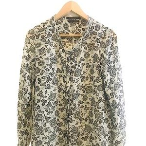 Scotch & Soda White Blouse with Black Floral Print